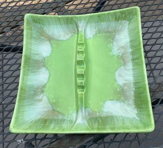 Vintage Large Green Mid Century Royal Haeger Ceramic Ashtray Dish Plate 2073 Usa