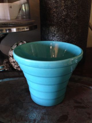 Vtg Metlox Made In Usa California 5 Ribbed Vase Blue/green/turquiose