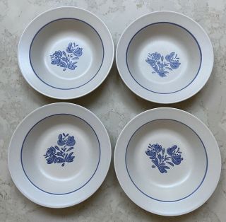Set Of 4 - Pfaltzgraff Yorktowne Blue Flower 8 1/2 " Rim Soup Bowls