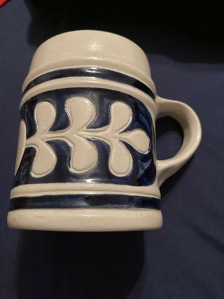 Williamsburg Approved Souvenir Mug Stoneware Salt Glaze Pottery Cobalt Colonial