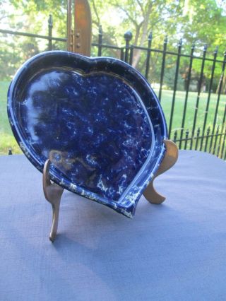 Bennington Pottery Vermont David Gil Blue Agate Heart Baking Dish Plaque 1950 Dg