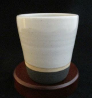 Studio Art Pottery Brown And White Cup Mug Marked " Blu = L.  A.  " Unknown Artist