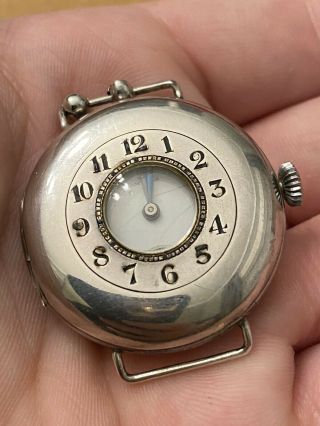 Rare Early Omega Sterling Silver Half Hunter Military Trench Watch 35mm