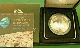2019 U.  S.  Apollo 11 50th Anniversary Commemorative Coin - Proof -.  999 Silver