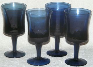 4 Denby Arabesque Ice Blue Glass Juice Wine Goblet 5 3/4 "