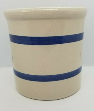 Vtg Rrp Robinson Ransbottom Pottery 2 Quart High Jar Blue Stripe Crock Crack