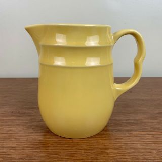 Vintage Oxford Stoneware Usa Yellow Pitcher 6 " Tall Farmhouse Country Kitchen