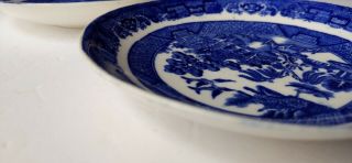 2 William Alsager Adderley and Co Flow Blue Willow Pattern Saucer Bowls England 2