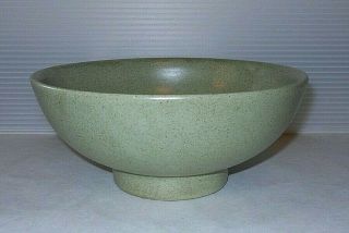 Mid Century Vintage Haeger Pottery Round Sage Green Speckle Footed Planter 8 "