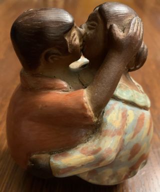 Vintage Chulucanas Peru Pottery Signed 1996 Couple Embracing Figurine