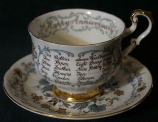 Paragon Happy Anniversary For Better Or For Worse Tea Cup And Saucer Cond