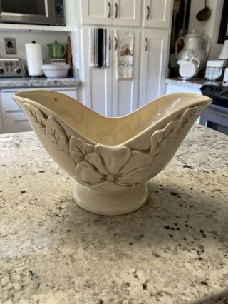 Red Wing Pottery Magnolia Large Planter Vase Shape 1230 Ivory Brown