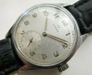 Vintage 1940’s Omega Watch Ref.  2383 - 6 Stainless Steel 30t2 Sc Runs