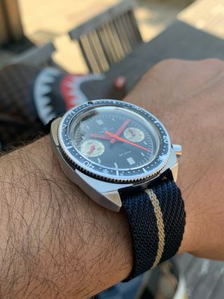 Vintage Mervos diver chronograph all stainless steel case with Landeron 248 move 2