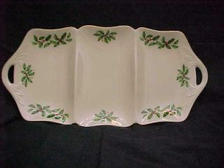Lovely Lenox Holiday Holly Oblong Divided Serving Dish - - And