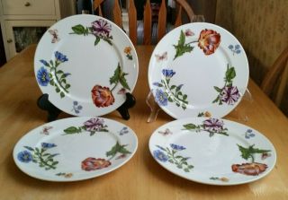 4 Bia Cordon Bleu " Caroline " Salad Plates Flowers 8” Ceramic