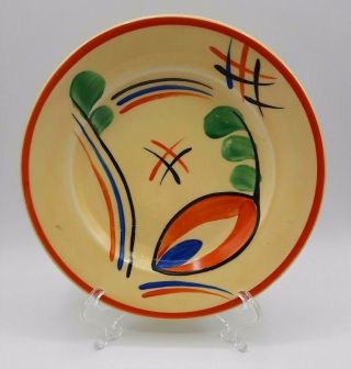 Vtg Lostro Czech Pottery Hand Painted Plate Yellow W/ Orange