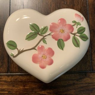 Franciscan Desert Rose Heart Shaped Covered Candy Dish Trinket Box