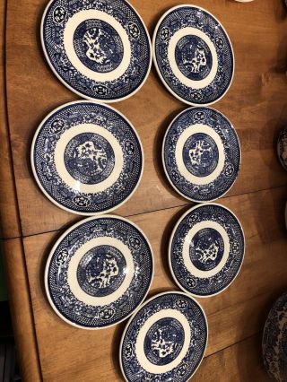 8 - Vintage Churchill England Blue Willow Saucers,