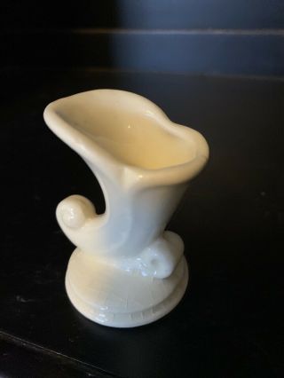 Vintage Shawnee Pottery Miniature Mini Vase White Cornucopia 2