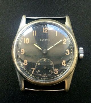 Rare Ww2 Military German Swiss Watch Grana Dh Kf321 Wehrmacht Serviced