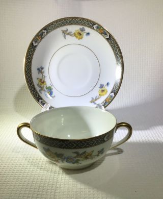 Vintage Noritake Made In Japan Paisley China Tea Cup And Saucer With Gold Trim