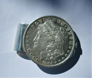 1884 Morgan Dollar Gucci Monogramed Sterling Silver Money Clip 47grams