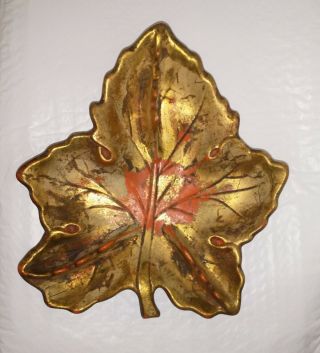 Vintage California Pottery Orange Gold Leaf Mid Century Ca.  Orig.  Usa Art Pottery