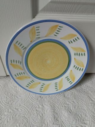 Williams Sonoma Italy Tournesol Dinner Luncheon Salad Plate 9.  5 Inch Yellow Blue
