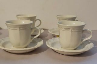 Set Of 4 Mikasa French Countryside 12 Oz Cups & Saucers