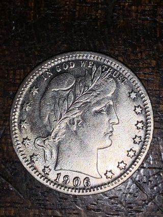 1906 - O 25c Barber Quarter Vf Details Type Coin