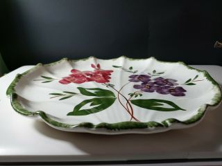 Vintage Blue Ridge Pottery Flat Shelled Bonbon Tray With Red and Purple Flowers 2