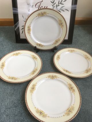 Set Of Four Meito China Dover Dinner Plate 9 7/8 " Hand Painted Very Pretty
