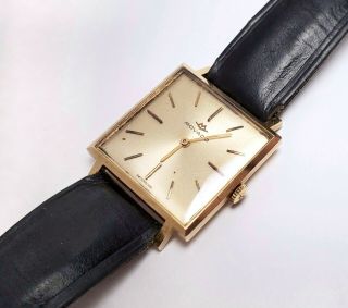 Vintage Movado Swiss 18k Solid Yellow Gold Square Case Men 