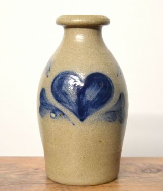 Vintage 1996 Rowe Pottery Heart Salt Glaze Vase (cobalt Blue) Made In U.  S.  A.