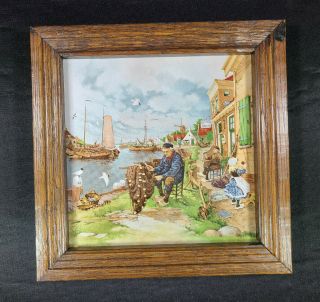 Royal Schwabap Tile 1989 Ter Steege Bv Hand Decorated Windmill Nautical Framed