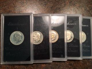 Just In - Group Of 5 - 1974 Silver Proof Ike $1 