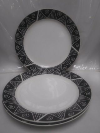 Set Of 3 Majesticware By Oneida Stoneware Shadow Dinner Plates 10 3/4 "