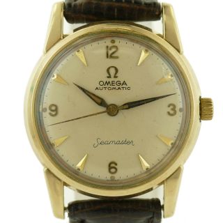 OMEGA VINTAGE SEAMASTER AUTOMATIC GOLD DIAL 14K GOLD FILLED MENS WATCH ON STRAP 2