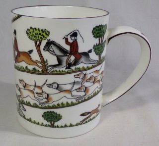 Crown Staffordshire England Bone China Hunting Scene Coffee Mug