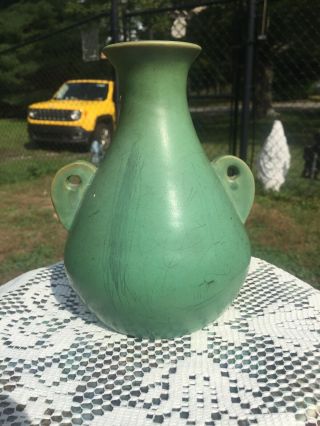 Antique Bybee Matte Green Vase Hand Made Arts & Crafts Pottery Kentucky