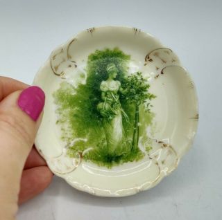 Vintage R.  C.  Sevres Printemps Mini Porcelain Plate Green Woman Germany