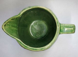 Antique Vintage Stoneware Pottery Small Green Pitcher 5 Inches Tall 3