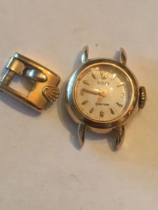 Ladies Vintage Rolex 18k Yellow Gold Dress Gold Dial Watch