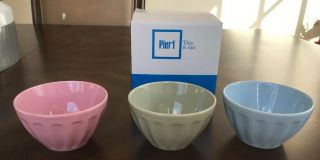Pier 1 Mini Ceramic Prep Bowls 3 Colors (pink/rose,  Green/mint,  Blue/sky)