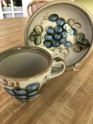 John B Taylor Ceramics Cup And Bowl Green Rim Usa Vintage Grapes