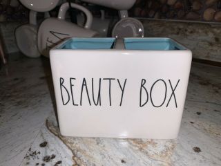 Rae Dunn Tiffany Blue Interior Beauty Box Brush Holder