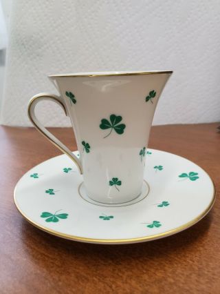 Hutschenreuther Selb Clover Demitasse Porcelain Tea Cup & Saucer Bavaria Germany