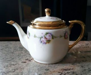 Vintage Noritake Pink Roses Design Porcelain Teapot With Lid