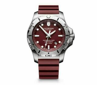 Victorinox Pro Diver Inox Red Dial Rubber Band Men 
